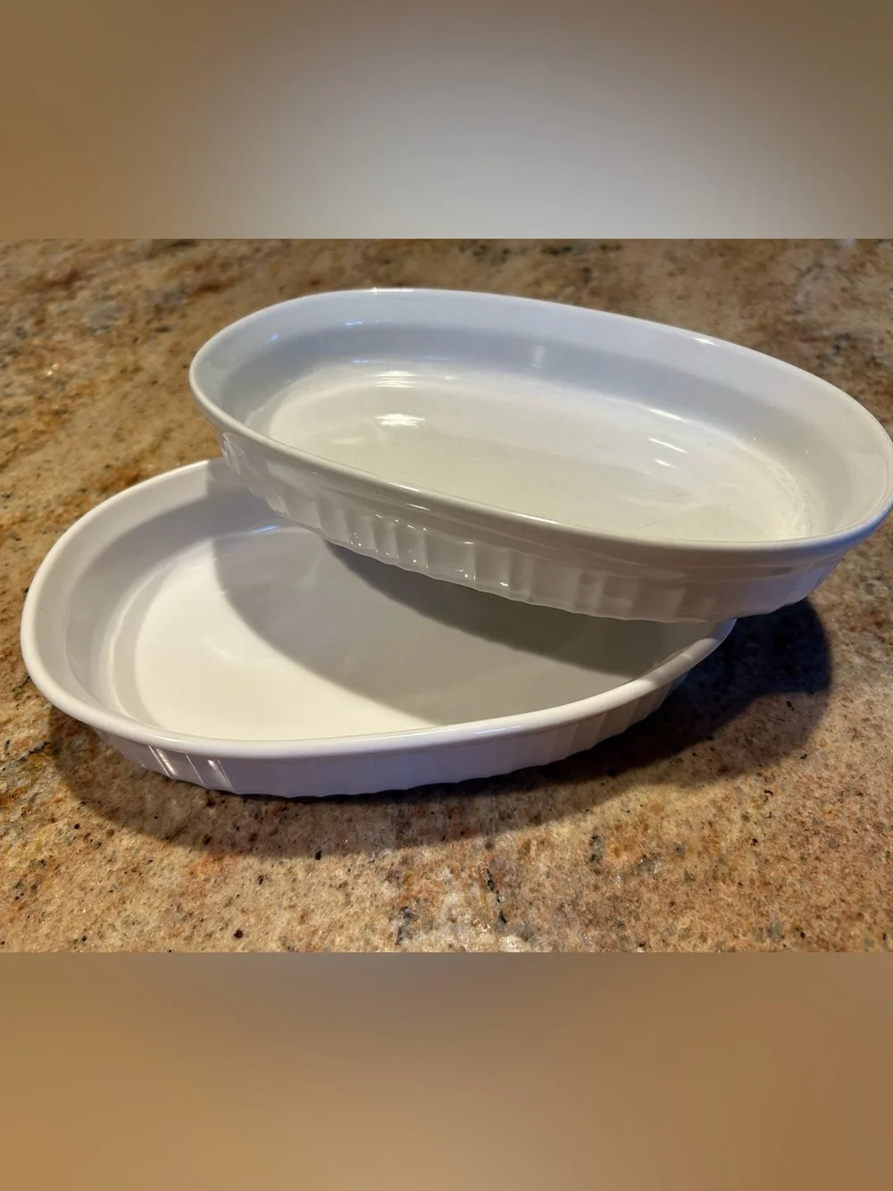 Corningware F-23-B French White Oval Baking Dishes Set of (2) 23 oz 9”x6”x1.5”